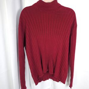 VTG Eddie Bauer Womens 2XL XXL Burgundy Red Turtleneck Long Sleeve Sweater